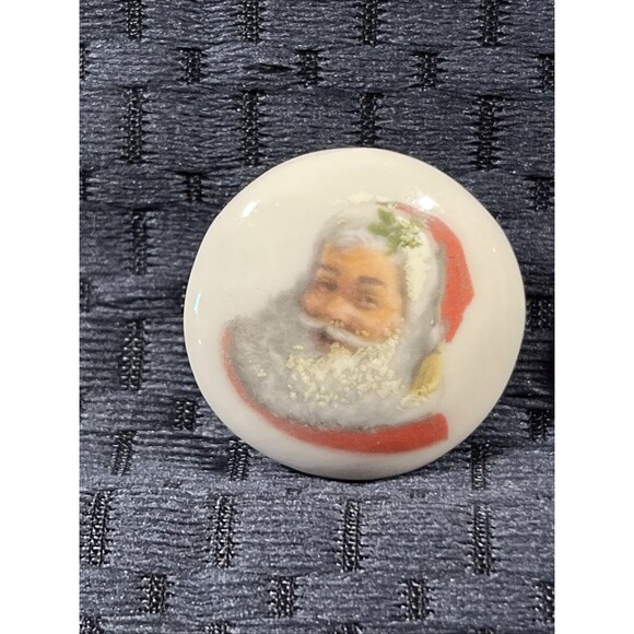 Christmas  Vintage Colorful Painted Glazed Ceramic Button Earrings Post Backs - Picture 2 of 4